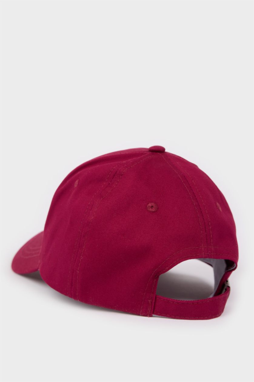 Kadın Bordo Kadın Pamuklu Cap Şapka
