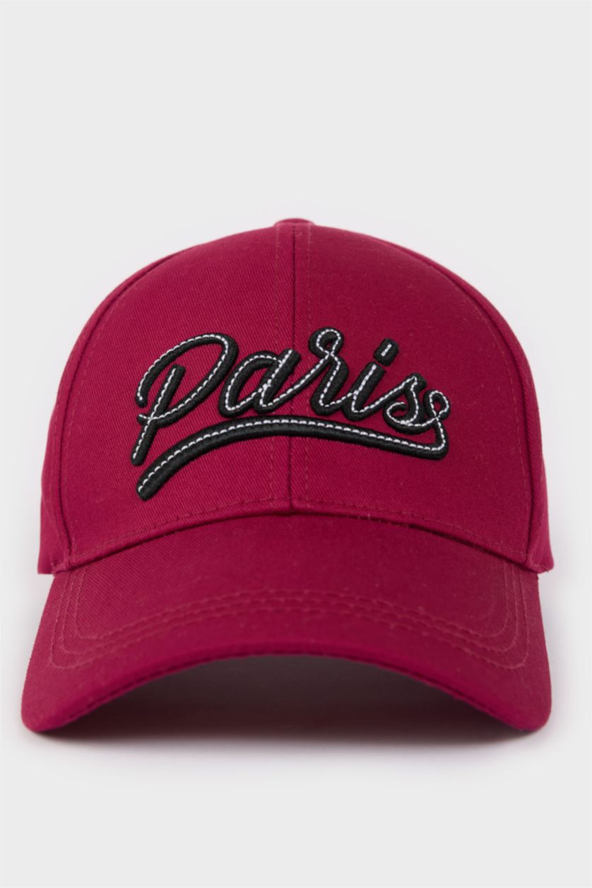 Kadın Bordo Kadın Pamuklu Cap Şapka