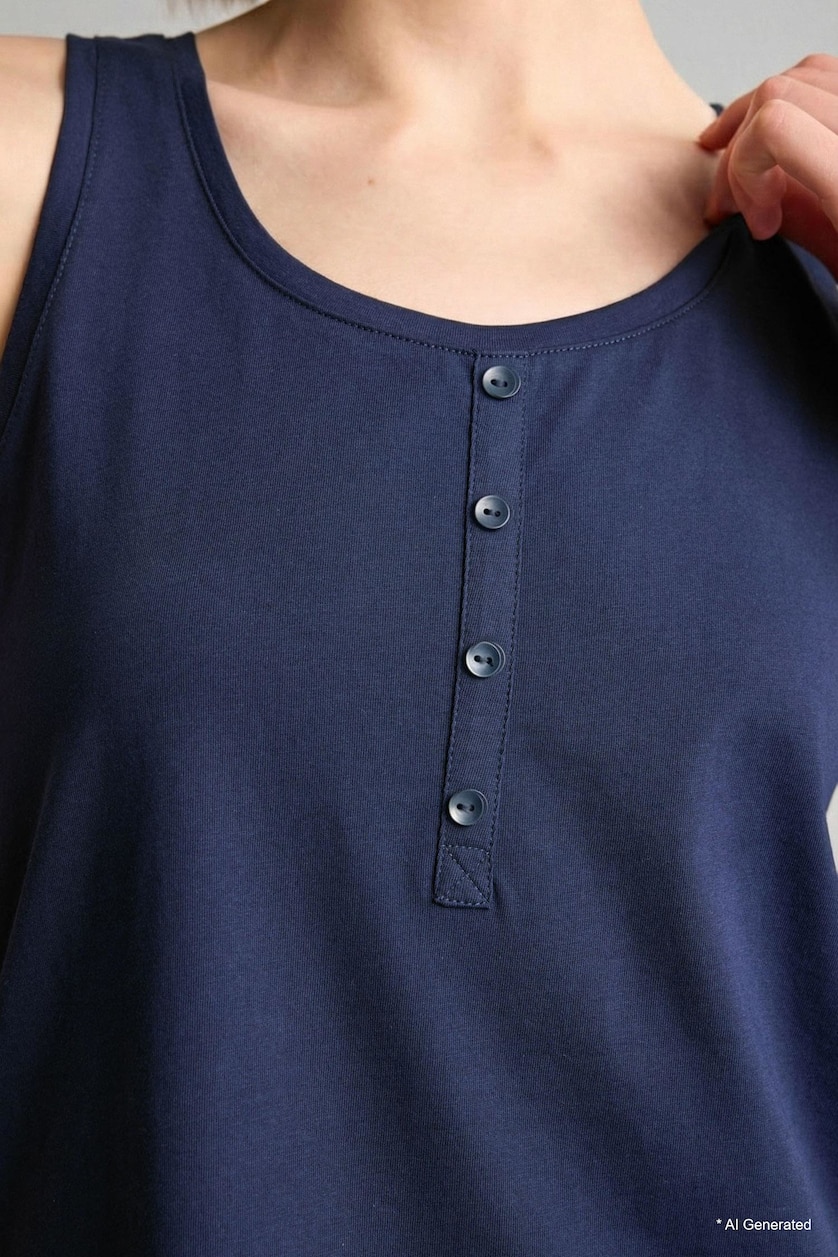 Women NAVY Regular Fit Crew Neck Tank Top
