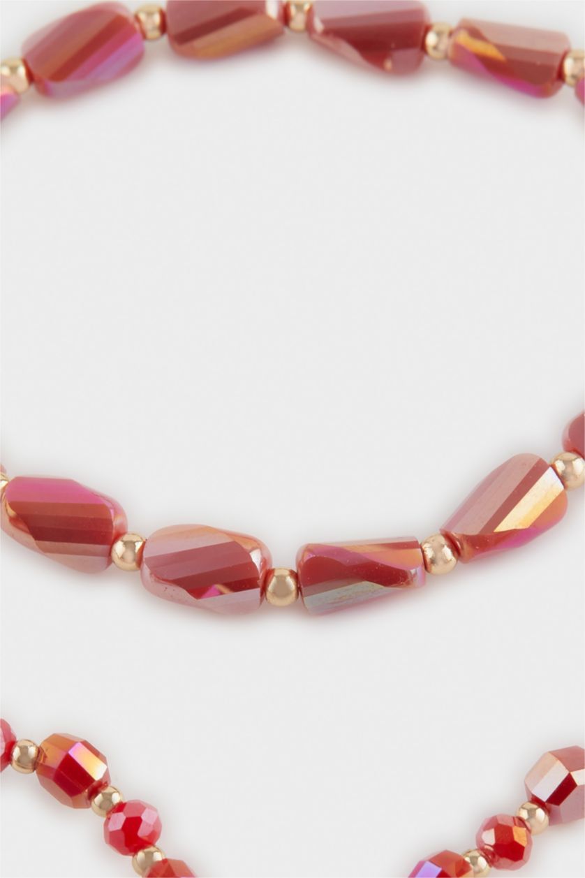 Kadın Karma Kadın 3'lü Kırmızı Taşlı Bileklik