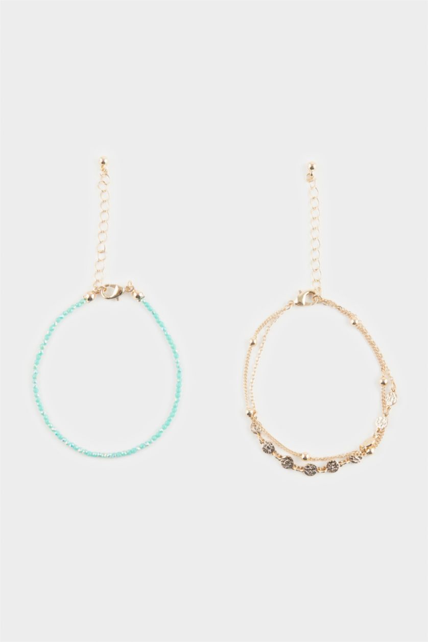 Женщины Разноцветный Женский браслет золотого и синего цветов, комплект из 2