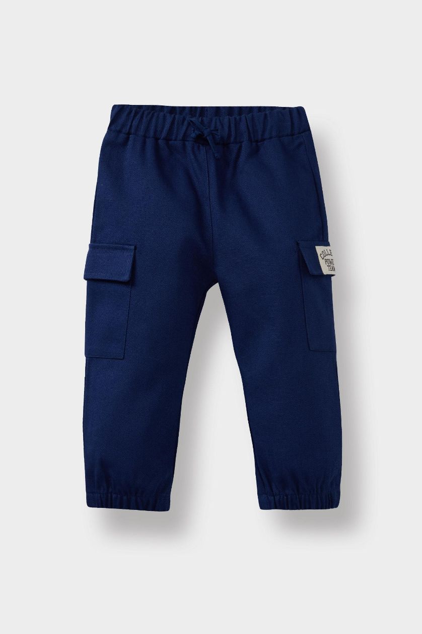BABY BOY NAVY Baby Boy Jogger Fit Elastic Banded Leg Gabardine Trousers