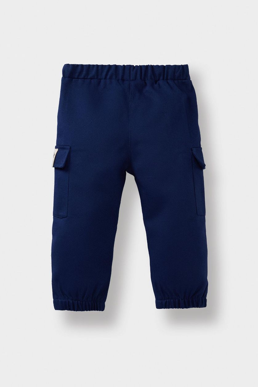 BABY BOY NAVY Baby Boy Jogger Fit Elastic Banded Leg Gabardine Trousers