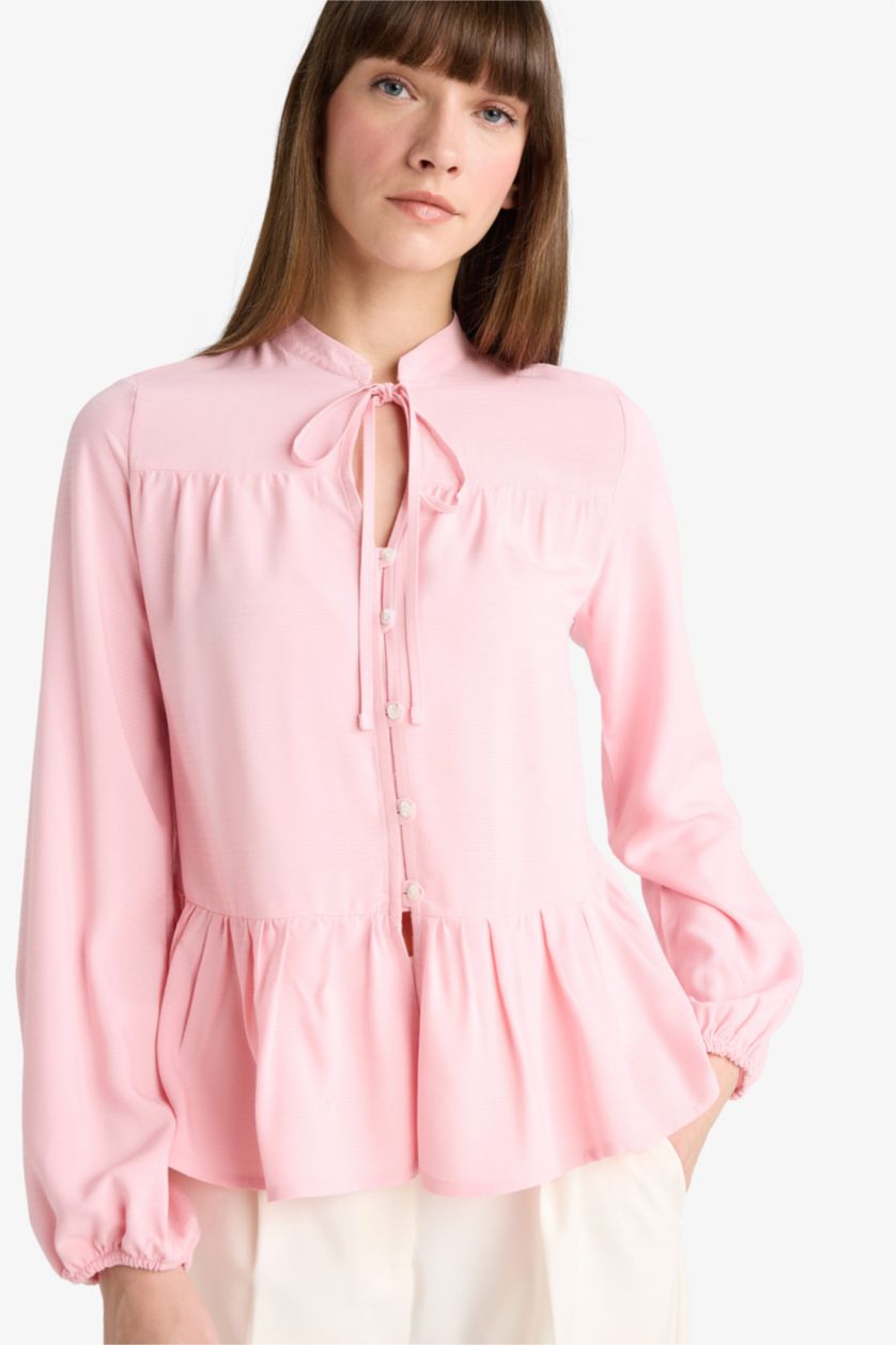 WOMAN Light Pink Regular Fit Long Sleeve Shirt