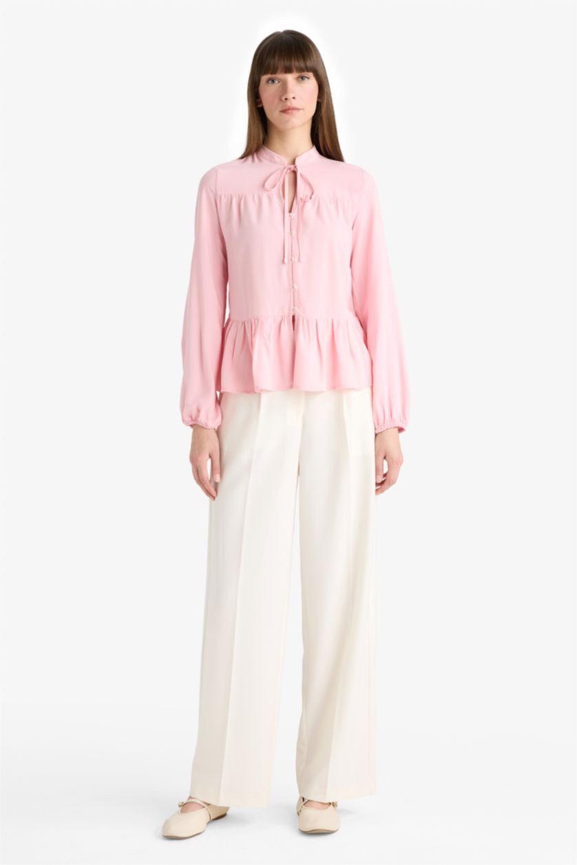 WOMAN Light Pink Regular Fit Long Sleeve Shirt