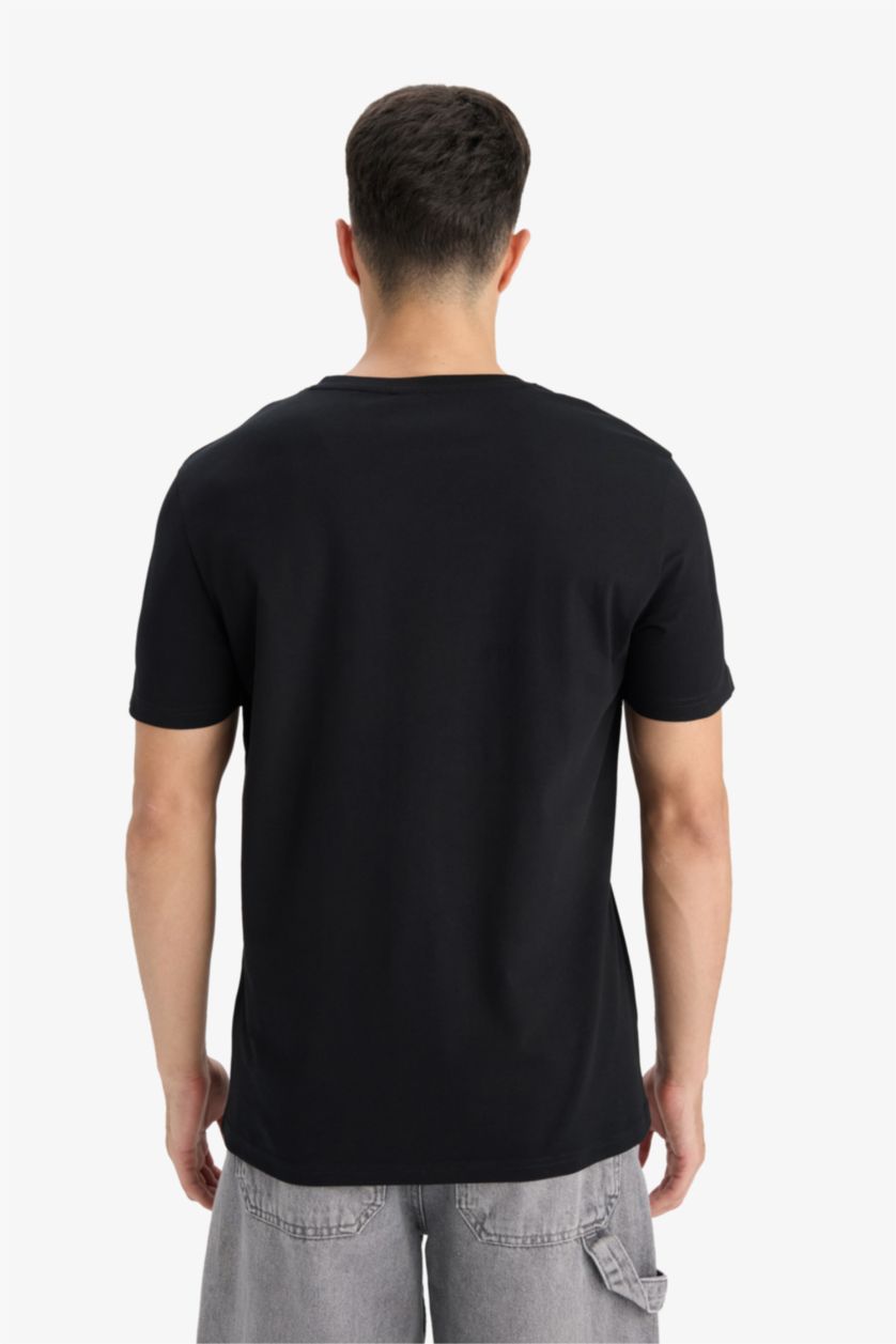 رجال أسود تيشيرت نص ردن سليم فيت بياخة V