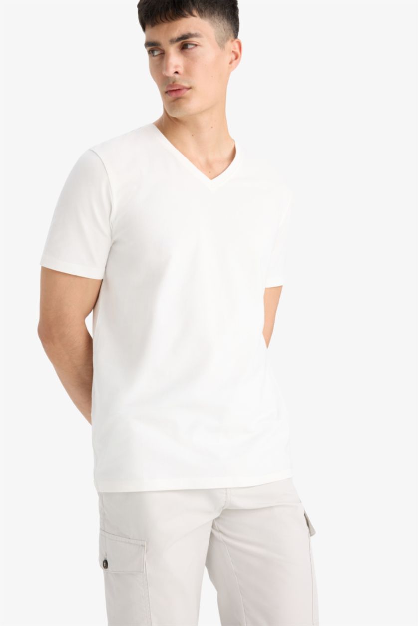رجال بيج فاتح Slim Fit Short Sleeve T-Shirt