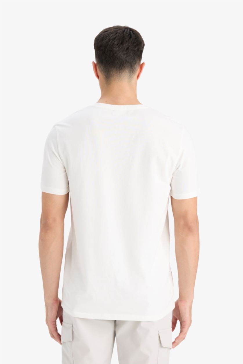 رجال بيج فاتح Slim Fit Short Sleeve T-Shirt