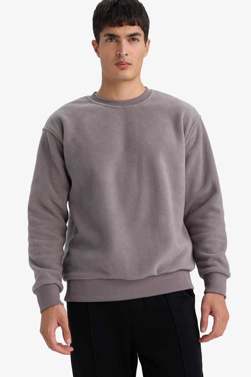 MAN Dark Grey Relax Fit Crew Neck Fleece Sweatshirt