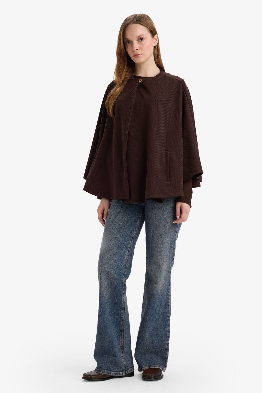 نساء بني جاكيت عريض قصة عادية بياخة مستديرة