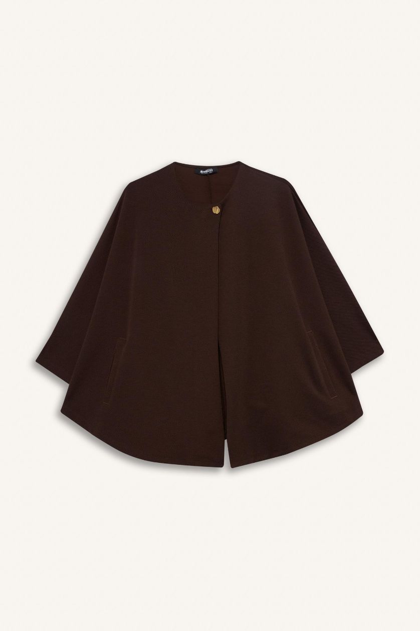 نساء بني جاكيت عريض قصة عادية بياخة مستديرة