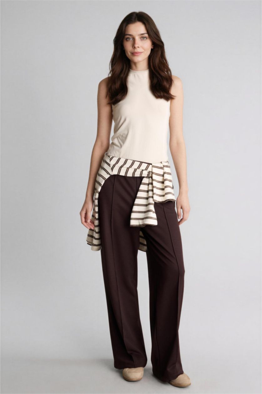Kadın Kahve Wıde Leg Pantolon