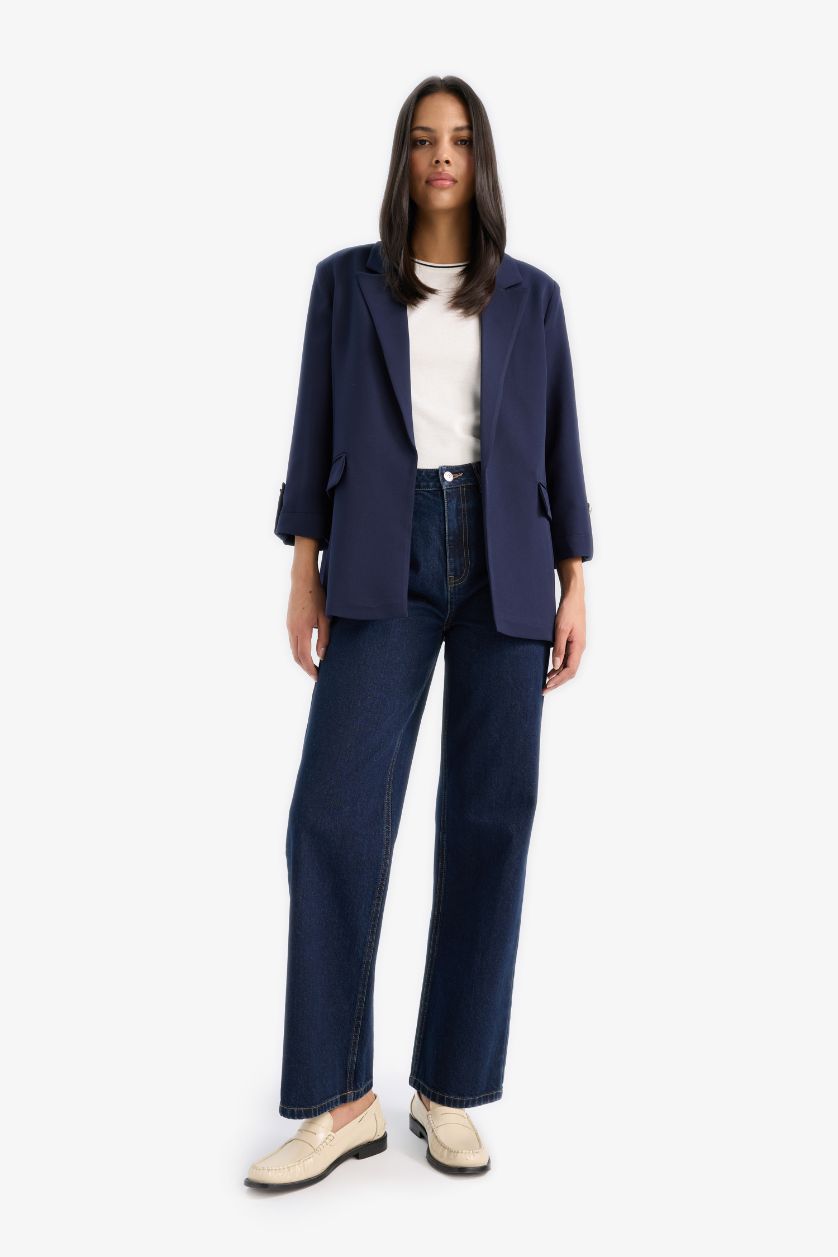 Woman NAVY Oversize Fit Square Collar Blazer