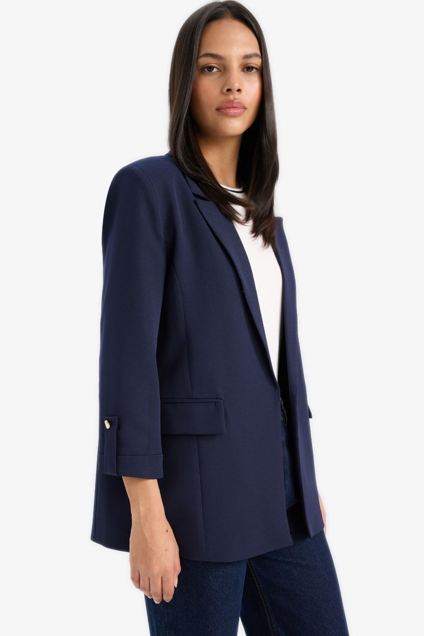 Woman NAVY Oversize Fit Square Collar Blazer