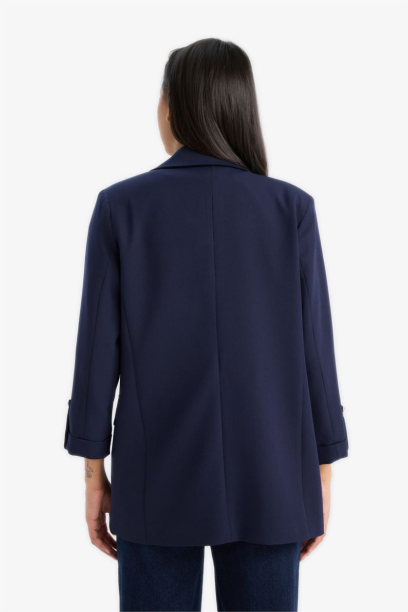 Woman NAVY Oversize Fit Square Collar Blazer
