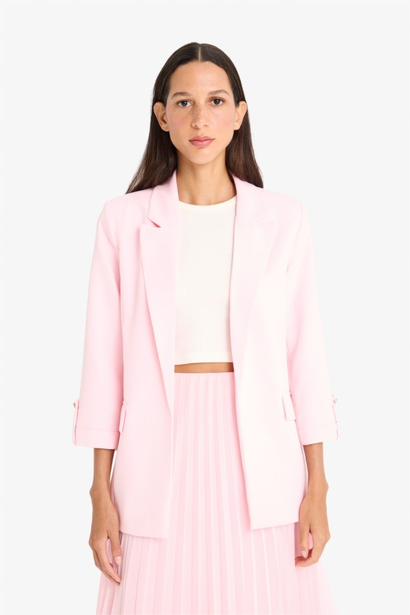 Kadın Pembe Regular Cepli Apoletli Blazer Ceket