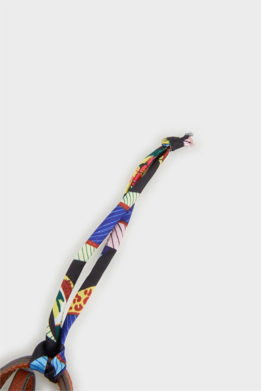 Kadın Açık Kahve Kadın Mini Çantalı İpli Charm Anahtarlık