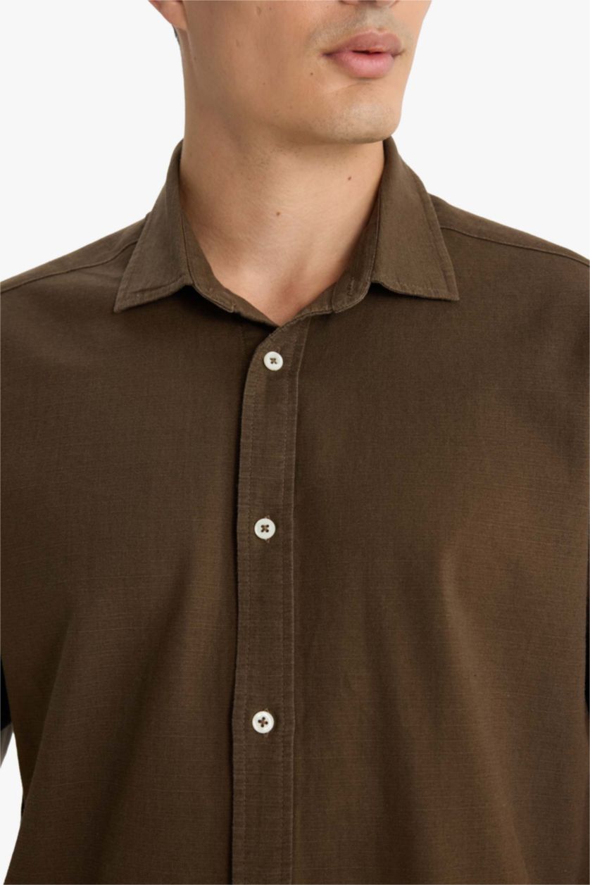 MAN Brown Regular Fit Polo Neck Cotton Short Sleeve Shirt