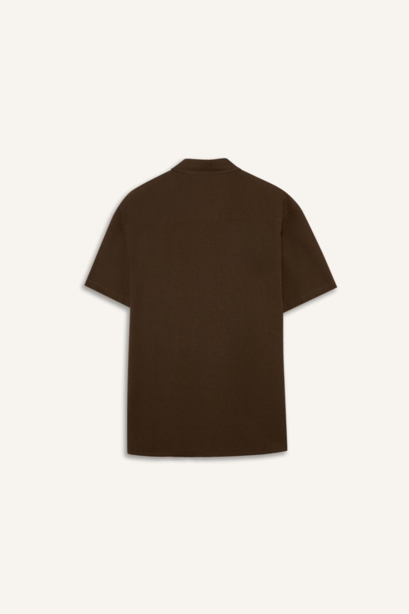 MAN Brown Regular Fit Polo Neck Cotton Short Sleeve Shirt