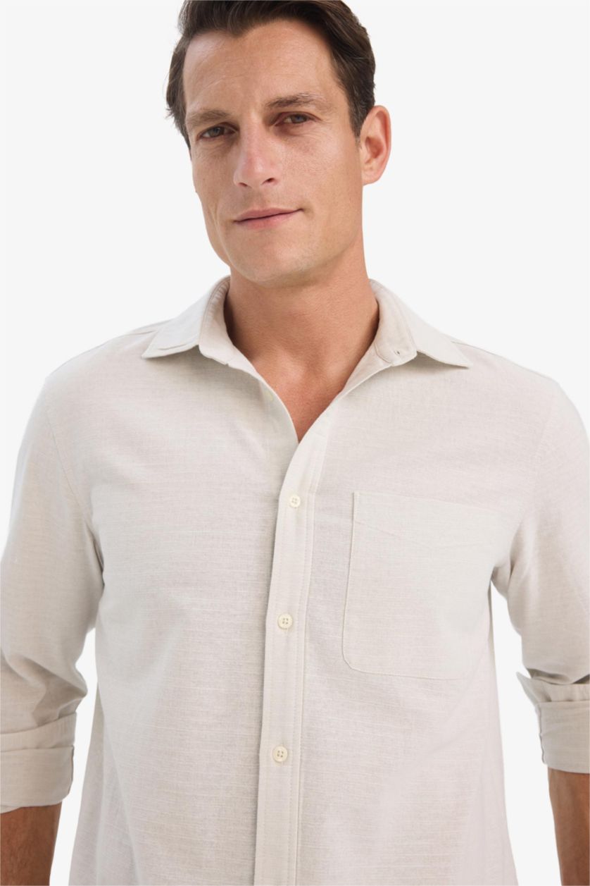 Ерлер Сұр поло жаға мақта Ұзын жеңді көйлек