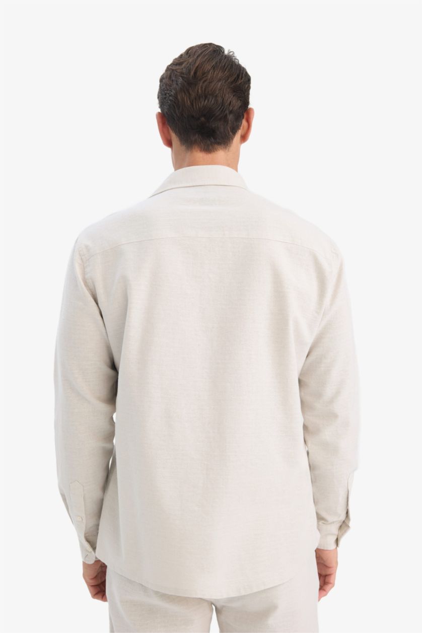 Ерлер Сұр поло жаға мақта Ұзын жеңді көйлек