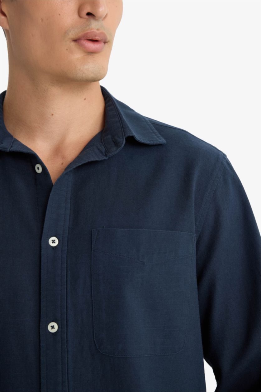 Ерлер әскери-теңіз поло жаға мақта Ұзын жеңді көйлек