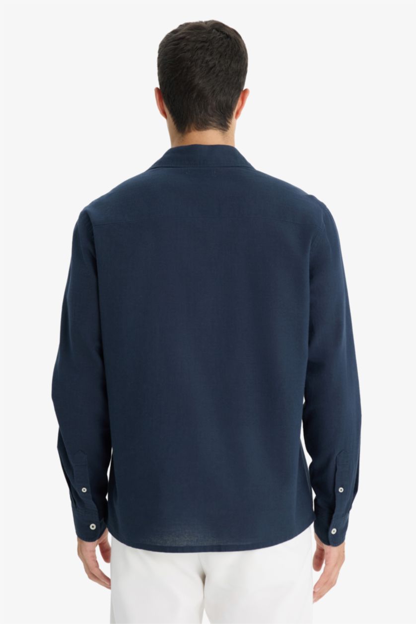 Ерлер әскери-теңіз поло жаға мақта Ұзын жеңді көйлек