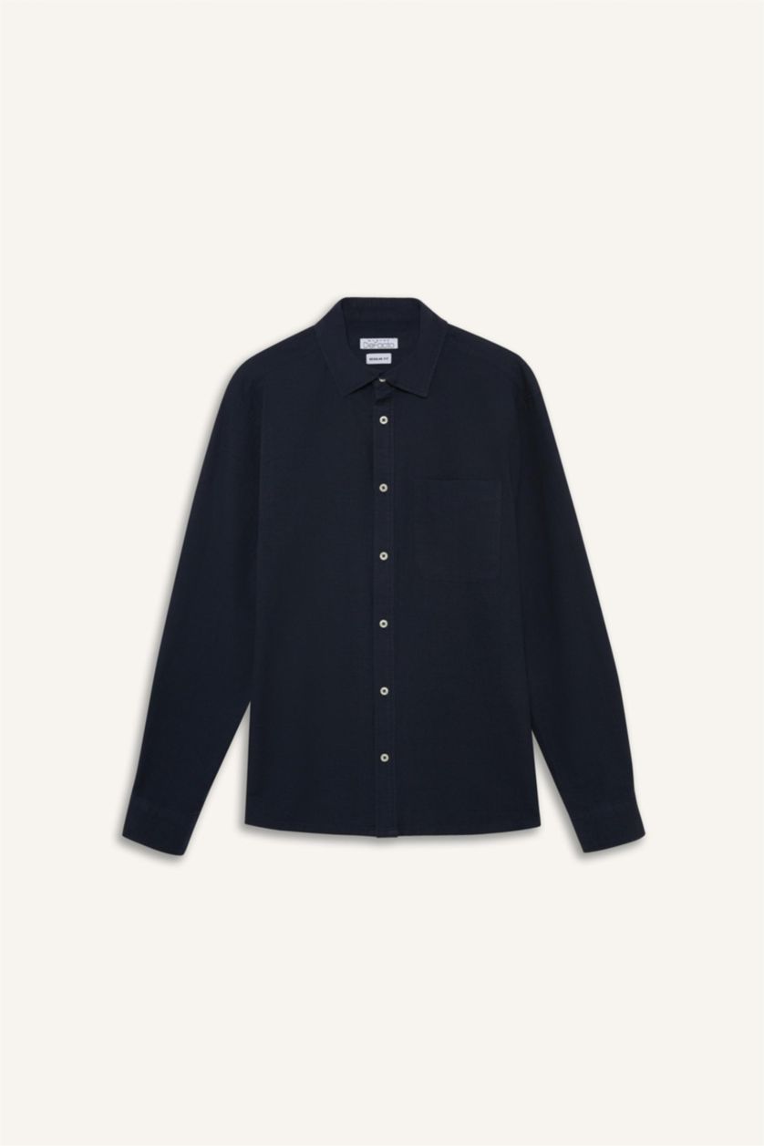 Ерлер әскери-теңіз поло жаға мақта Ұзын жеңді көйлек