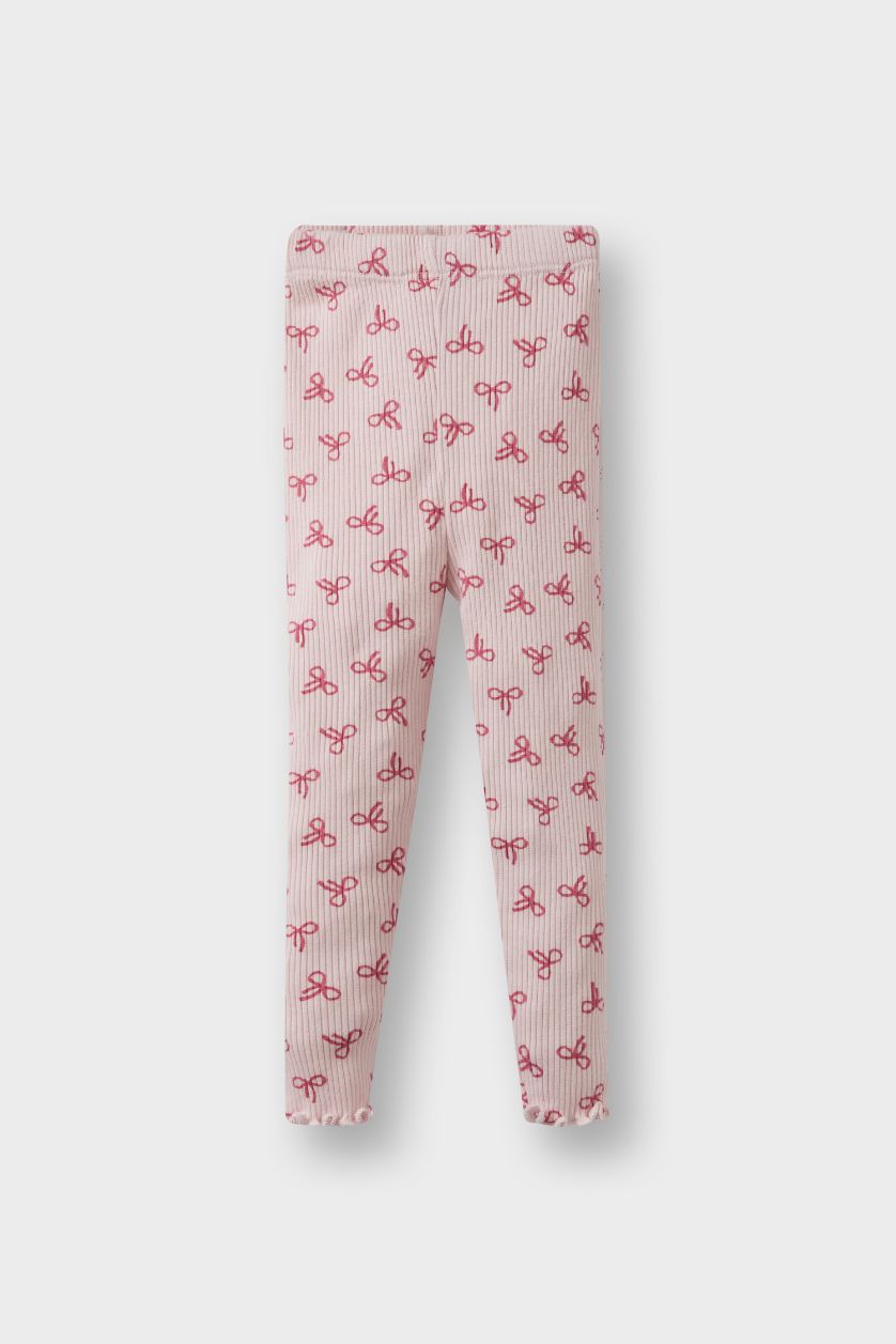 Baby Girl Light Pink Baby Girl Patterned Straight Leg Camisole Leggings