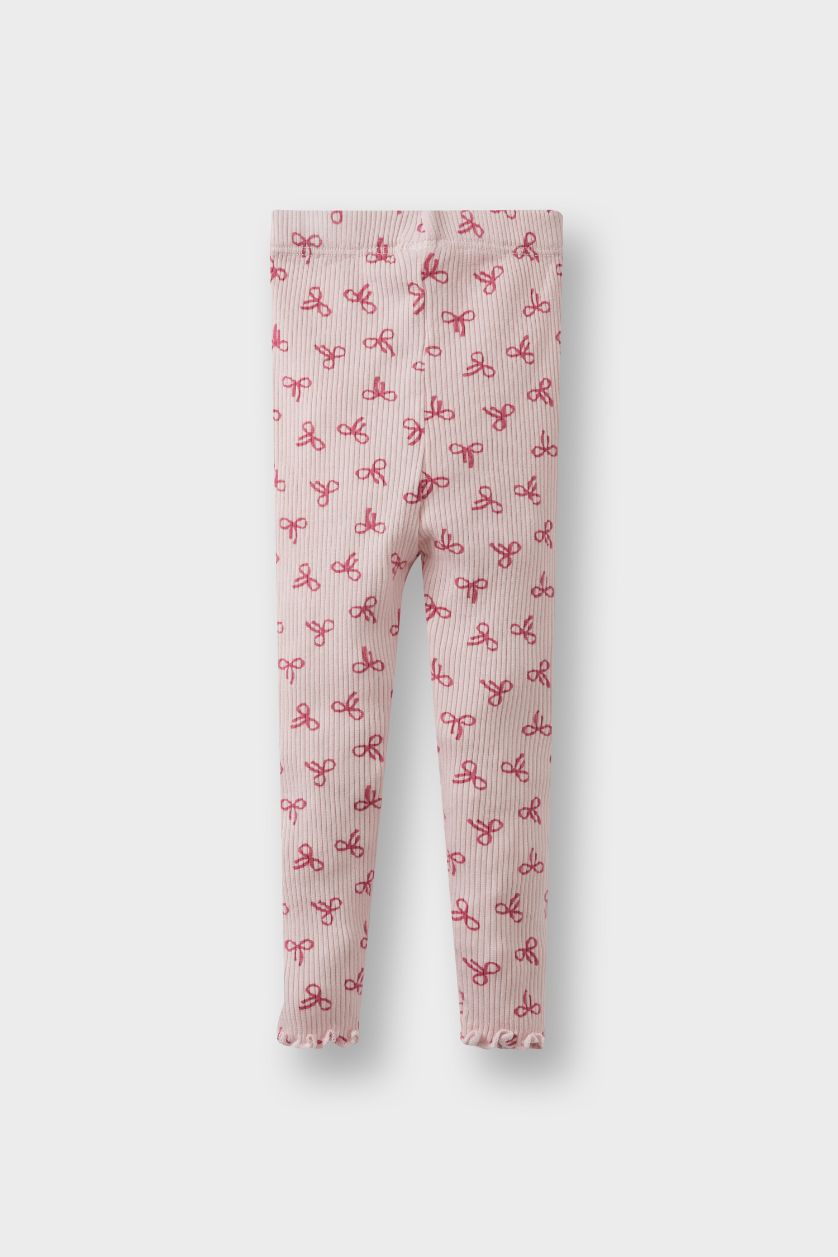 Baby Girl Light Pink Baby Girl Patterned Straight Leg Camisole Leggings