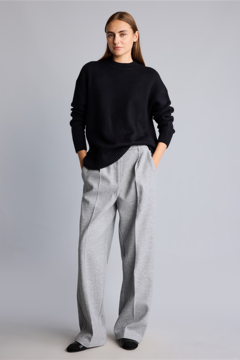 WOMAN Grey Melange High Waist Wide Leg Trousers