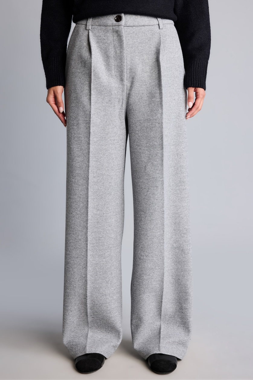 WOMAN Grey Melange High Waist Wide Leg Trousers