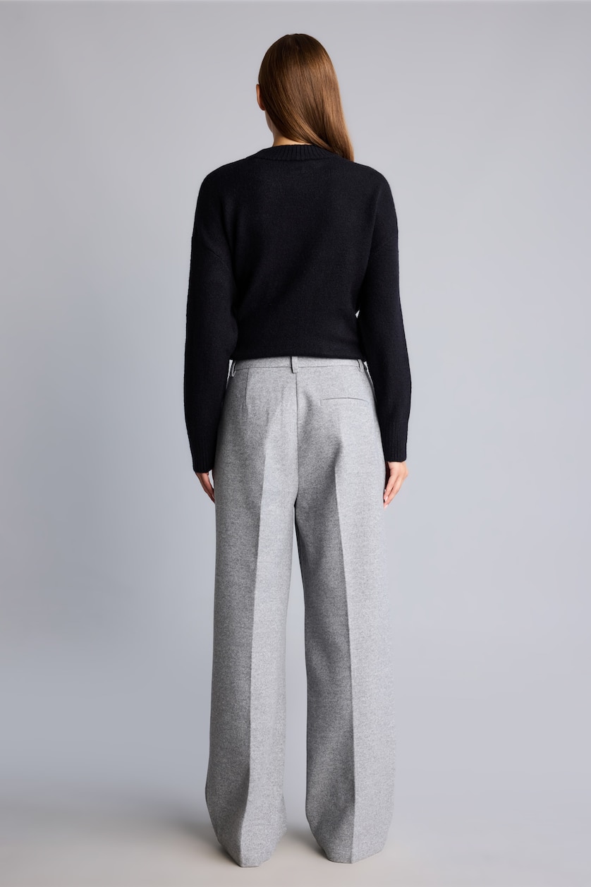 WOMAN Grey Melange High Waist Wide Leg Trousers