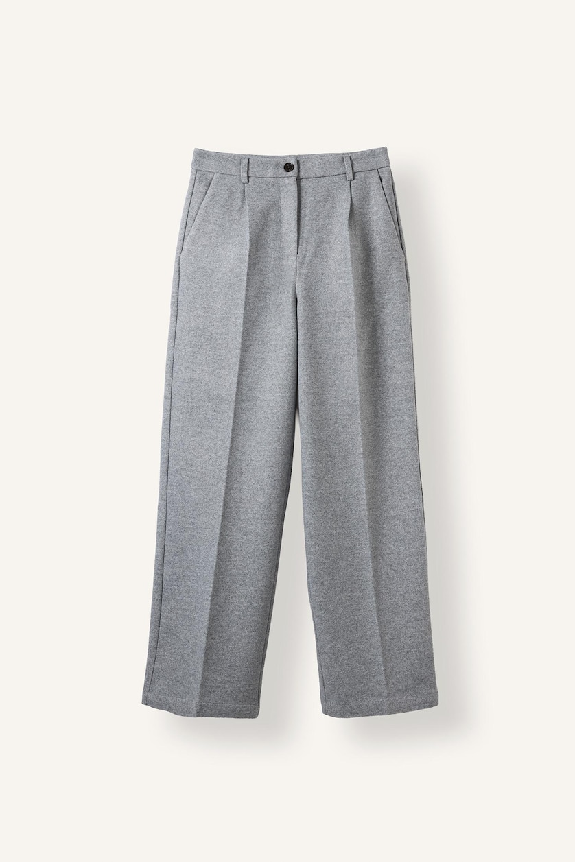 WOMAN Grey Melange High Waist Wide Leg Trousers