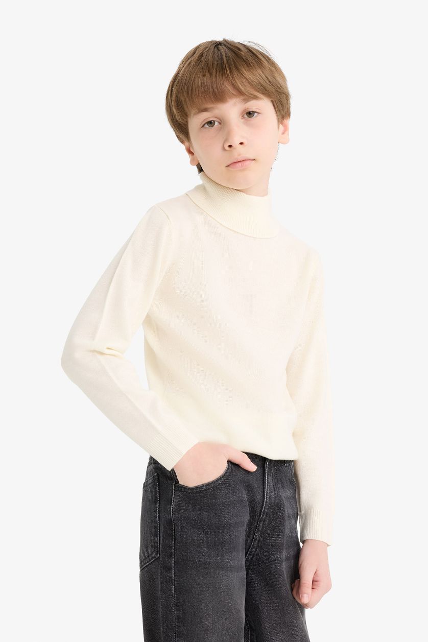 Мальчики и подростки Бежевый Мальчик, полу-гольф свитер