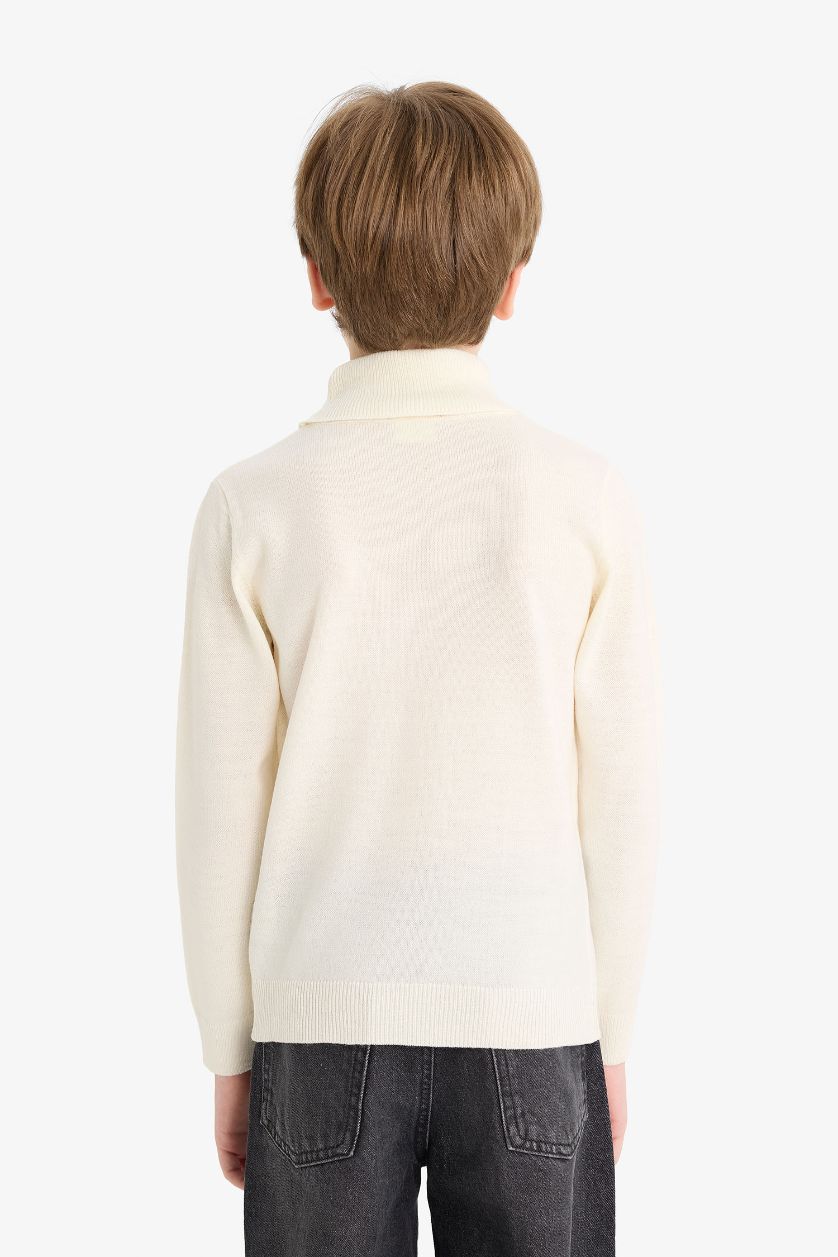 Мальчики и подростки Бежевый Мальчик, полу-гольф свитер