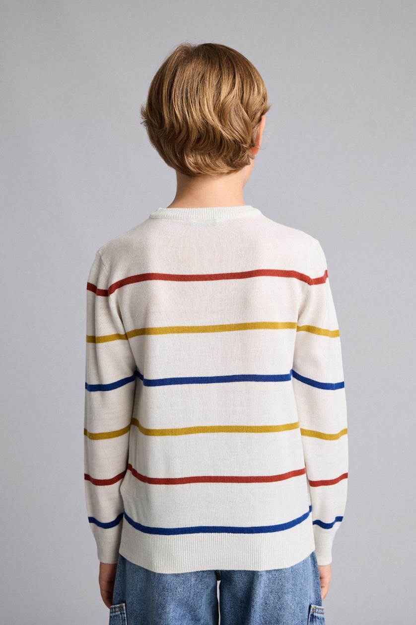 BOYS & TEENS Ecru Melange Boy Regular Fit Knit Pullover