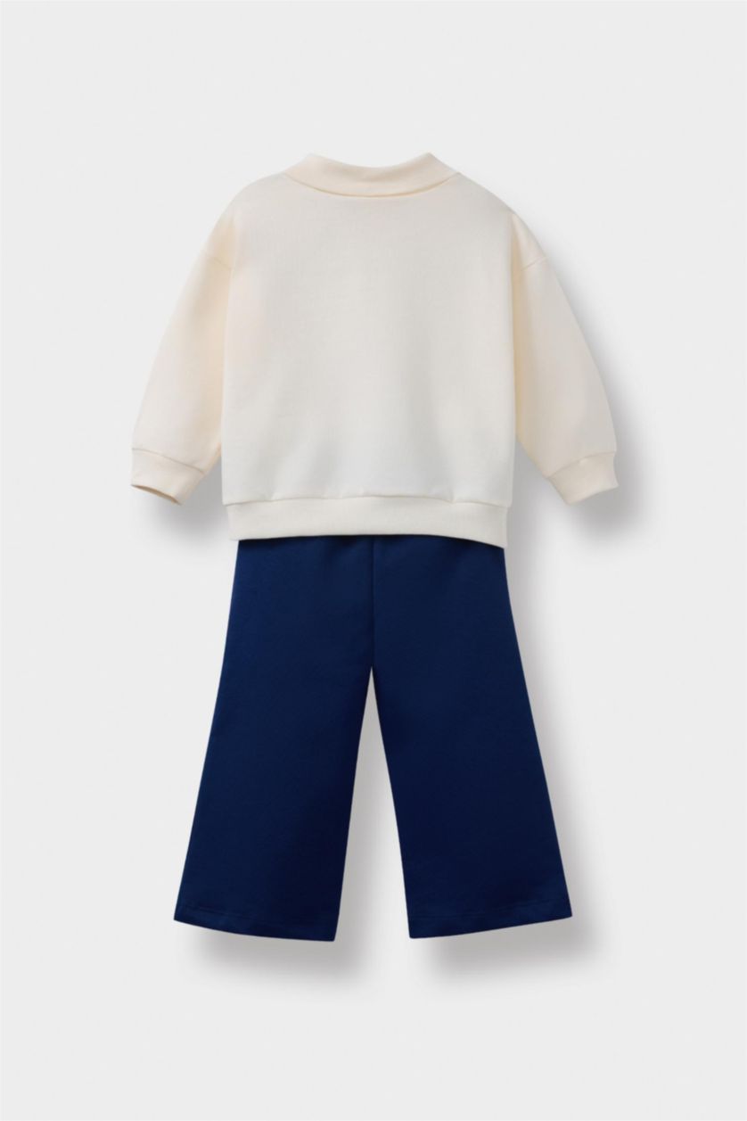 Baby Girl NAVY Baby Girl Printed Sweatshirt Sweatpants Soft Lining 2 Piece Set