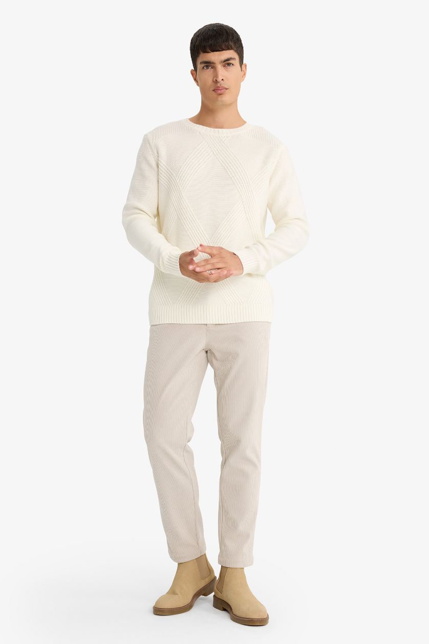 Erkek Koyu Bej Regular Fit Düz Paça Chino Pantolon