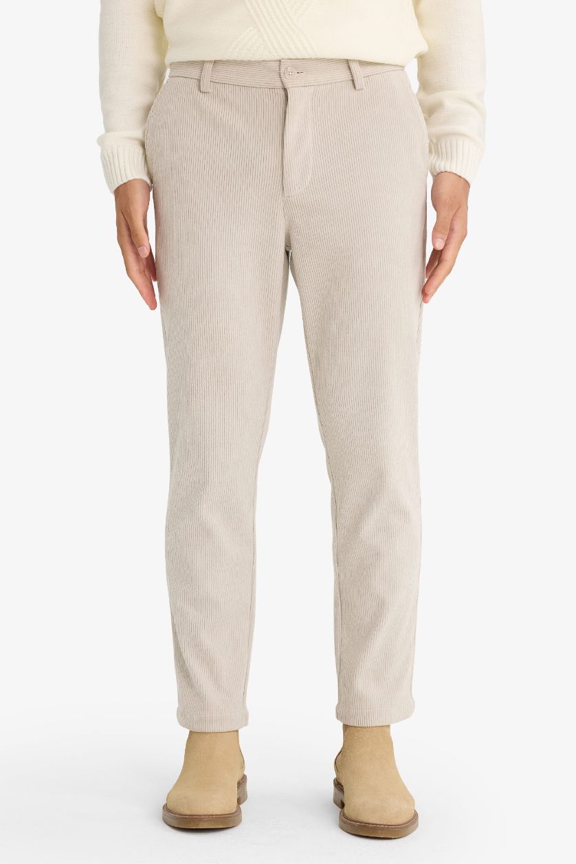 Erkek Koyu Bej Regular Fit Düz Paça Chino Pantolon