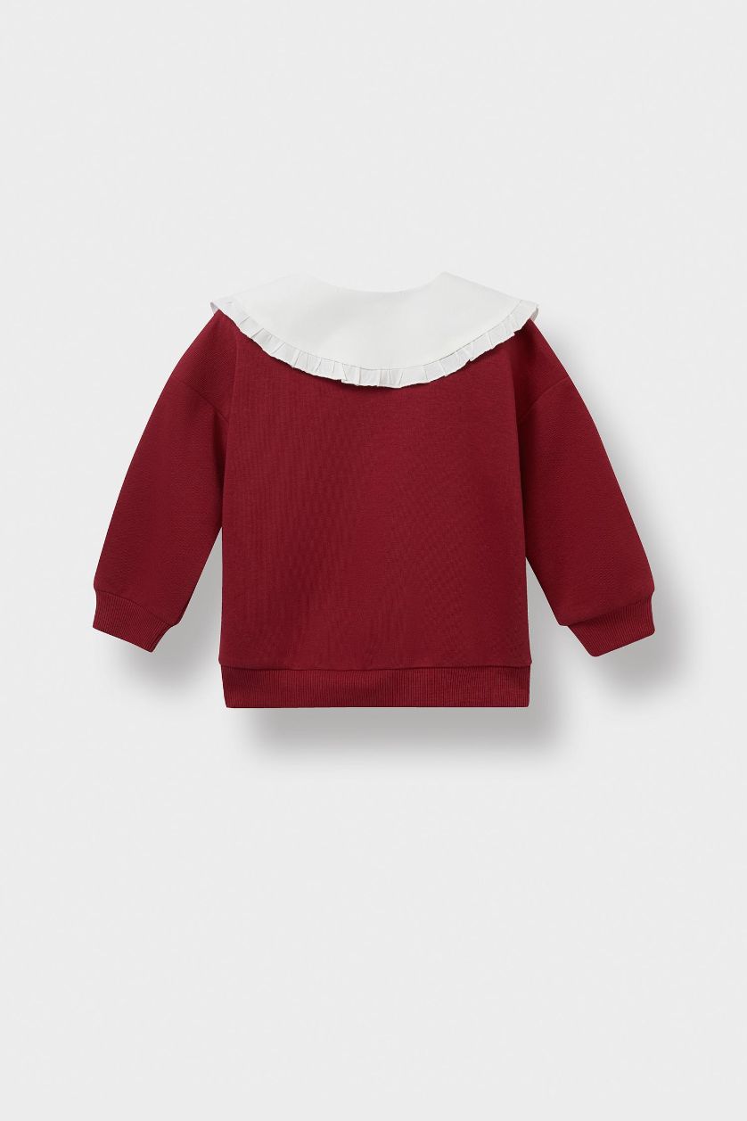 طفلة صغيرة خمري جاكيت بيبي بناتي بطبعة شعار قصة عادية بياخة دانتيل