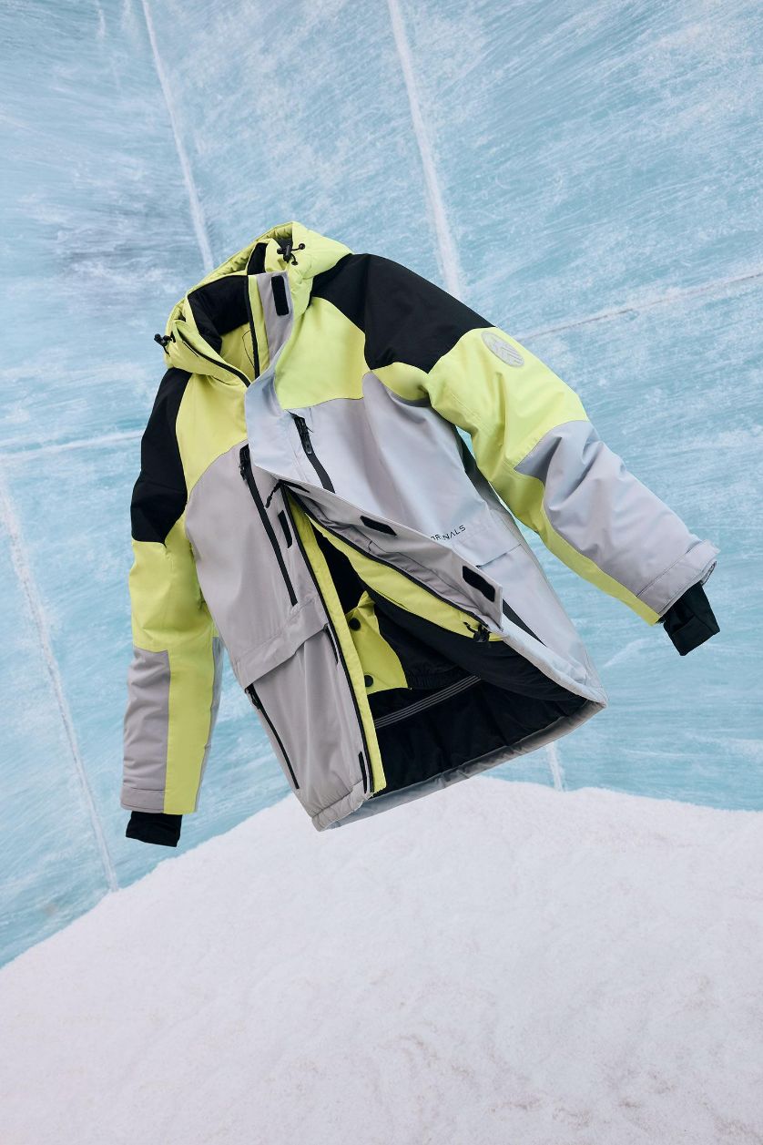 Erkek Açık Yeşil Su İtici Regular Fit Kapüşonlu Fermuarlı Kayak Montu