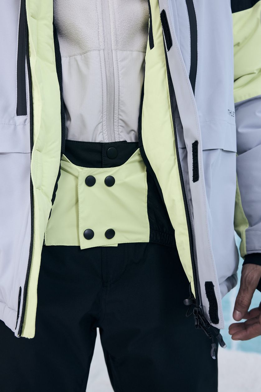 Erkek Açık Yeşil Su İtici Regular Fit Kapüşonlu Fermuarlı Kayak Montu