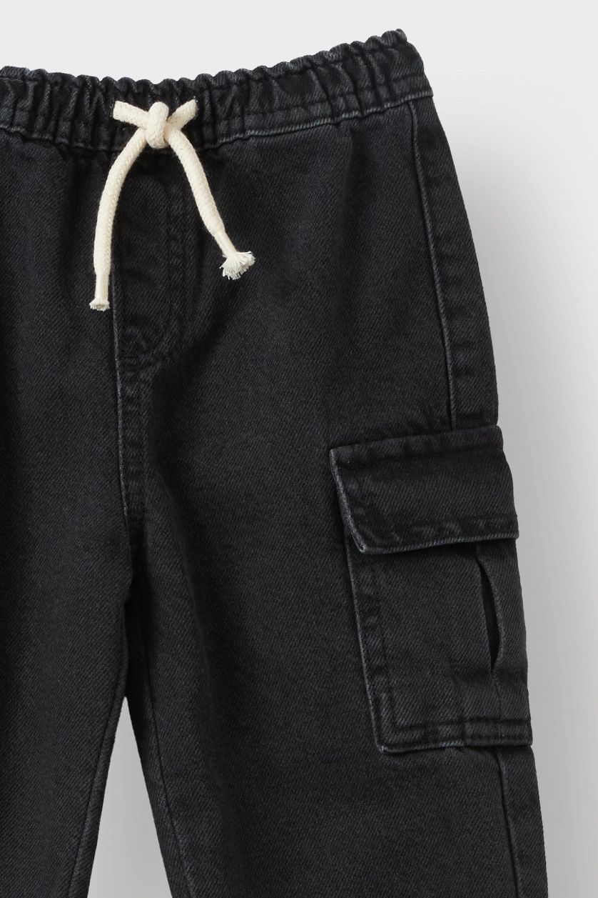 طفل صغير أنثرا بنطلون جينز اولادي كارجو جوجر فيت بجيب وخصر مطاطي