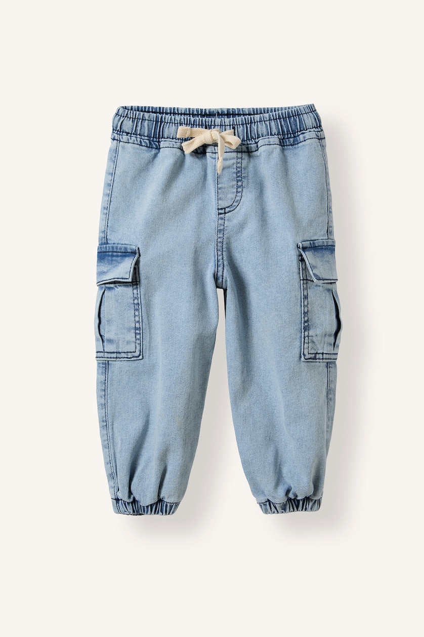BÉBÉ GARÇON BLEU Clair Jean jogger à taille élastique et poches cargo pour bébé garçon