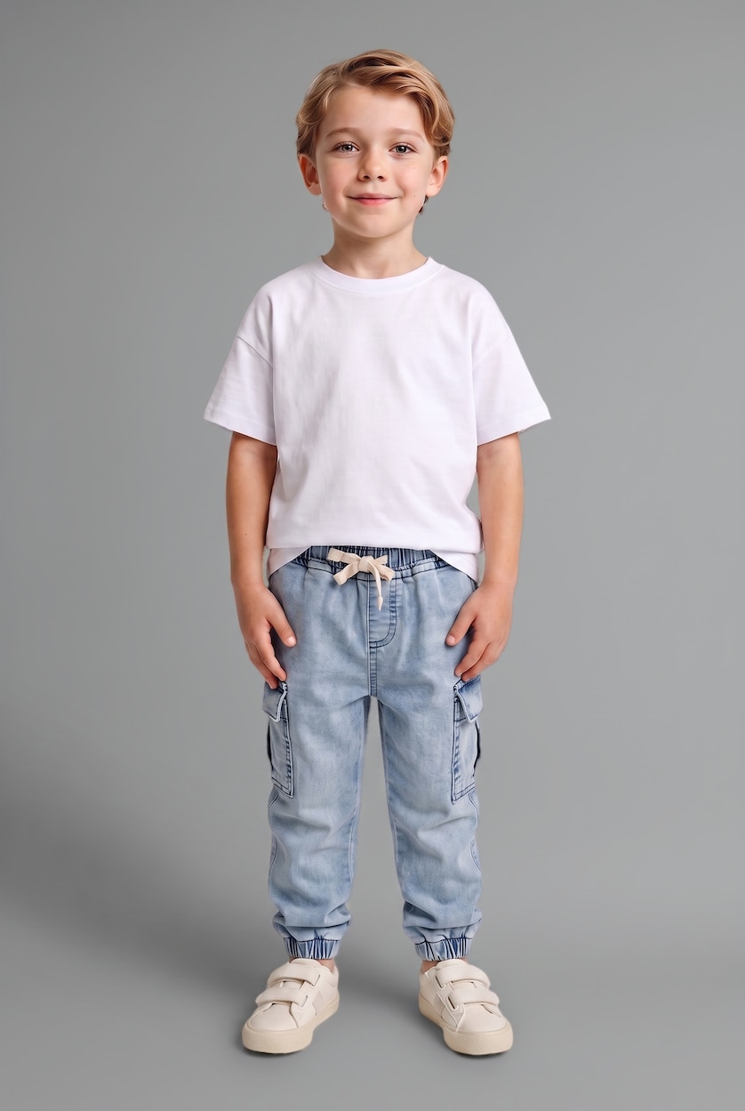 Малыши мальчики Светло-синий Джинсы Jogger Fit