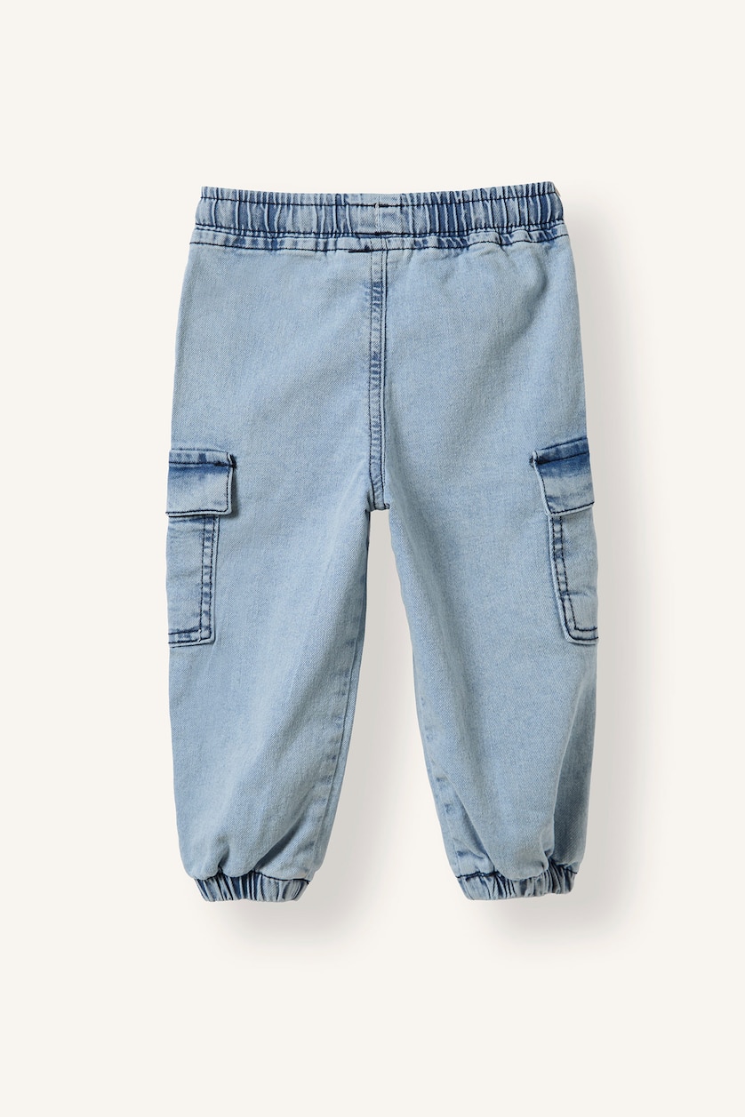 BÉBÉ GARÇON BLEU Clair Jean jogger à taille élastique et poches cargo pour bébé garçon