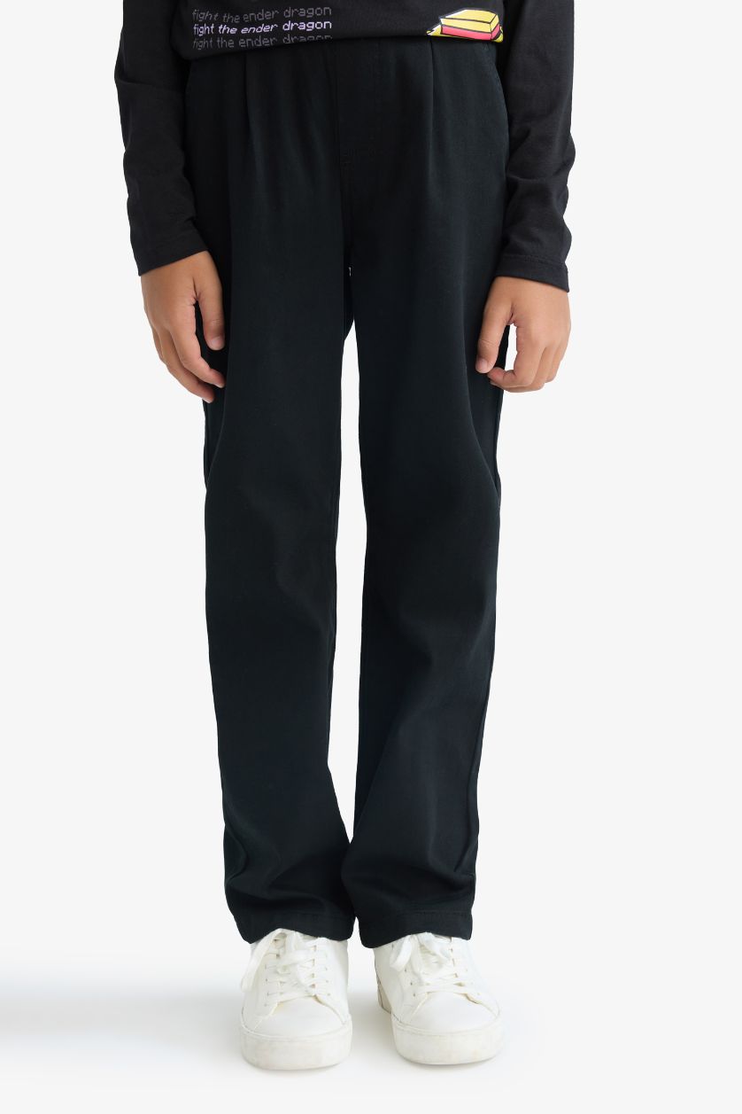 Erkek Çocuk - Genç Erkek Siyah Düz Paça Gabardin Pantolon Erkek Çocuk