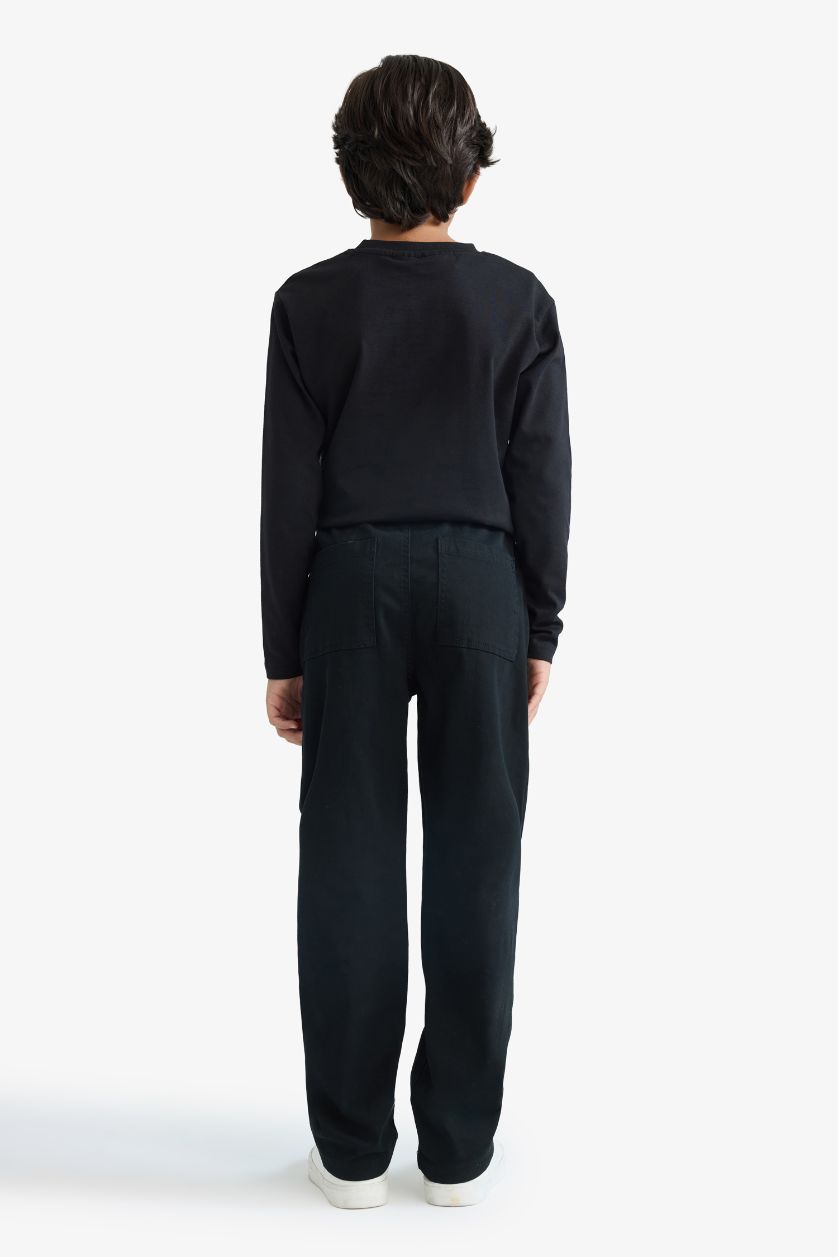 Erkek Çocuk - Genç Erkek Siyah Düz Paça Gabardin Pantolon Erkek Çocuk