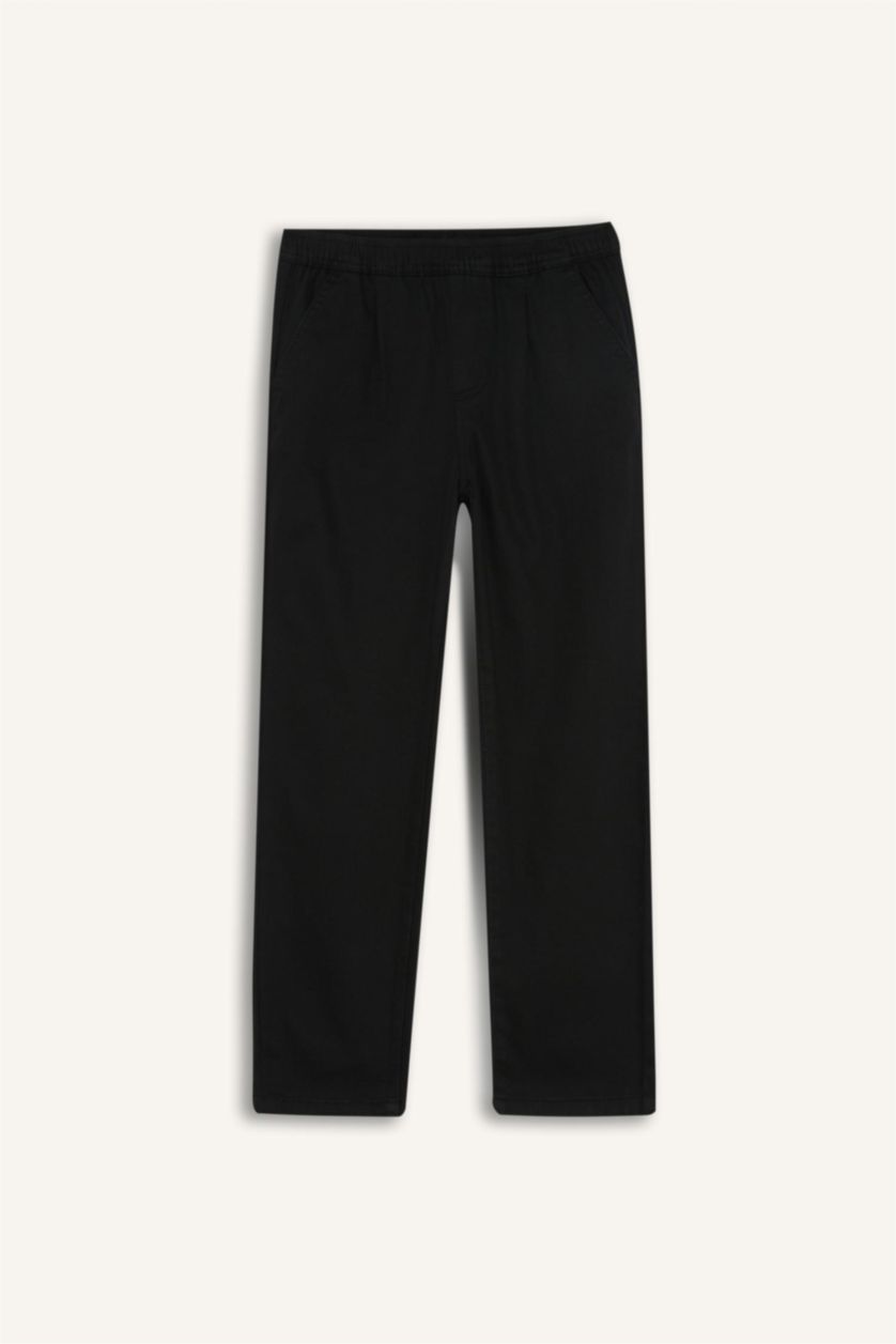 Erkek Çocuk - Genç Erkek Siyah Düz Paça Gabardin Pantolon Erkek Çocuk